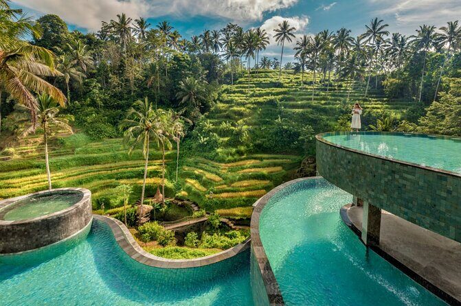 CRETYA Ubud infinity Pool + Hidden Water fall + Water Temple Tour - Cretya Ubud Infinity Pool, rice terraces, and optional adrenaline